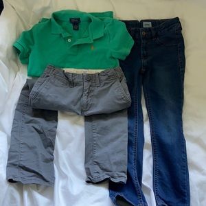 Lots of boys size 6. Hudson skinny jeans, gap gray chinos and polo RL shirt.